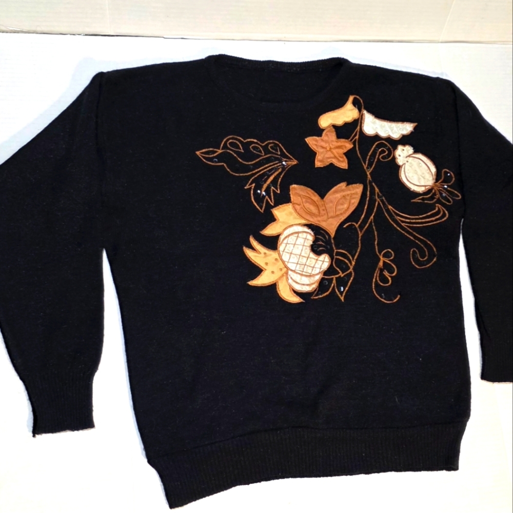 Vintage 90's Metalic Knit Sequined Sweater Womans Size M Fall Winter